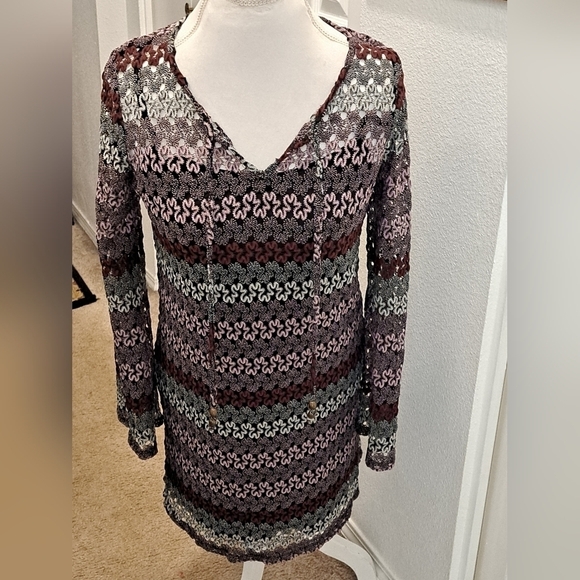 Be Bop Crocheted Mini Dress/Tunic   Size L - Picture 1 of 9